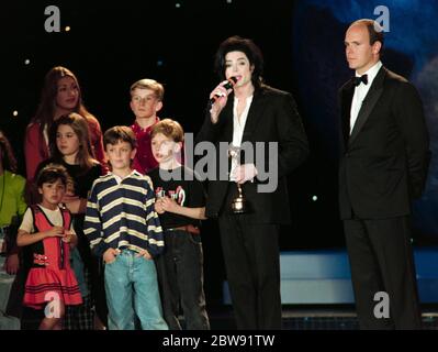 MONTE CARLO, MONACO. 24 May 1996: Pop superstar Michael Jackson & Prince Albert of Monaco at the World Music Awards in Monaco File photo © Paul Smith/Featureflash Stock Photo