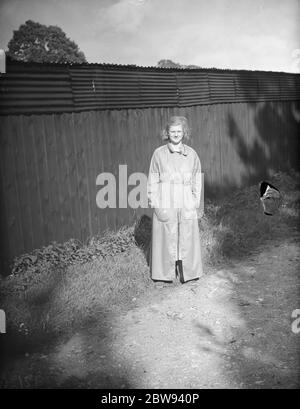 Miss Lillian Meads at Ridley Court Farm in New Ash Green , Kent , where a fire happened . 1938 Stock Photo