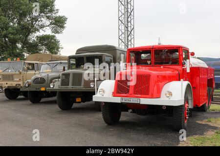 Vintage vehicles. Exhibition of old locomotives and trains. Stock Photo