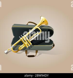 Illustration of trumpet, with nice background vector Stock Vector