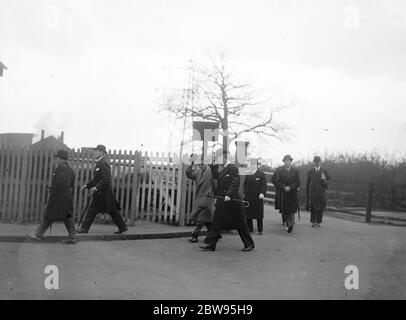 Prince of Wales conducts Swedish Crown Prince over new railway electrical station at Three Bridges . The Prince of Wales fulfilled a promise when he conducted the Crown Prince of Sweden over the new Southern Railway electrical control station at Three Bridges , on the main line from London to Brighton which has now been electrified . The Crown Prince of Sweden and the Prince of Wales arriving at the station . 15 November 1932 Stock Photo