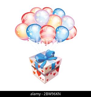 Illustration of gift box with balloon, with white background vector Stock Vector