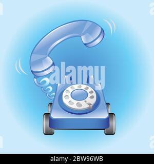 Illustration of old telephone, with white background vector Stock Vector