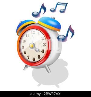 Illustration of old alarm clock, with white background vector Stock Vector
