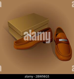 Illustration of shoes with box, with nice background vector Stock Vector