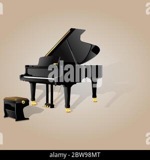 Illustration of grand piano, with nice background vector Stock Vector