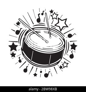 Drum. Live music concert hand drawn vector illustration. Part of set. Stock Vector
