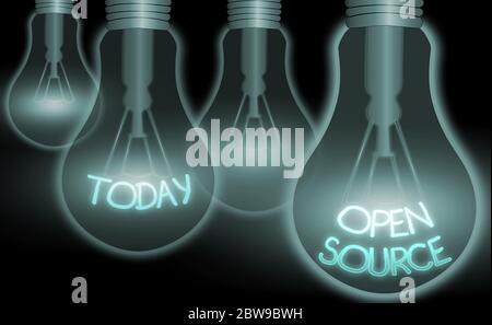 Handwriting text Open Source. Conceptual photo contains the source code that can be modified and enhanced Stock Photo