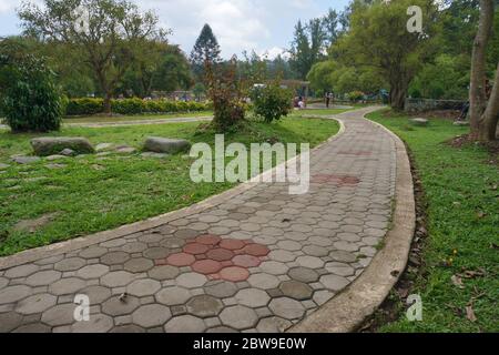 Octagon bricks on walkway in a park in Baguio, Philippines, Southeast Asia. Photo taken on April 29, 2014. Stock Photo