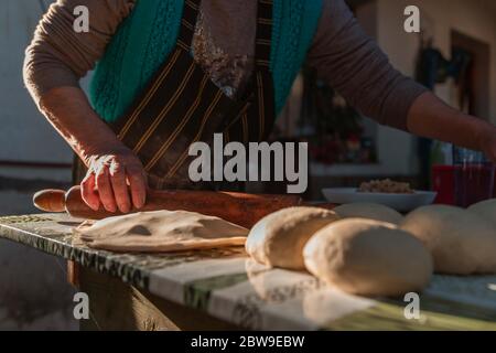 lady kneading on the table Stock Photo