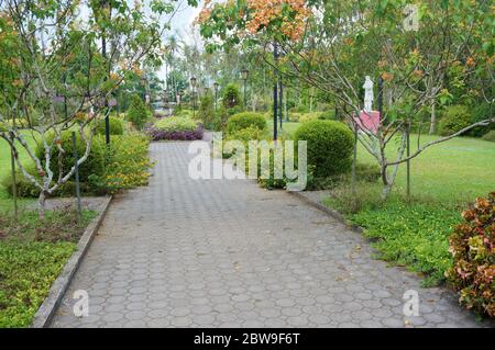 Bricks on walkway in a park in Quezon, Philippines, Southeast Asia. Photo taken on May 1, 2014. Stock Photo