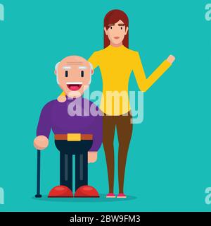 grandfather with his daughter for parent and child relationship  concept  vector illustration Stock Vector