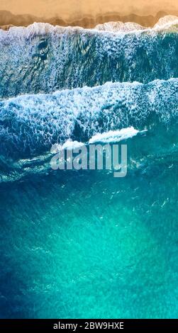 USA, Florida, Delray Beach, Overhead view of sea waves and sand