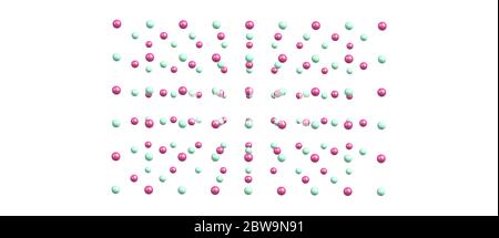 Sodium chloride is an ionic compound with the chemical formula NaCl, representing a 1 to 1 ratio of sodium and chloride ions. 3d illustration Stock Photo