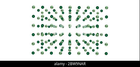 Sodium chloride is an ionic compound with the chemical formula NaCl, representing a 1 to 1 ratio of sodium and chloride ions. 3d illustration Stock Photo