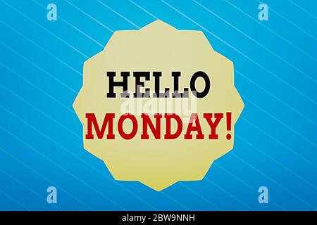 Word writing text Hello Monday. Business photo showcasing Good morning greeting for the inspiring first day of work Twelve 12 Pointed Star shape Dodec Stock Photo