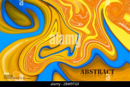 Abstract mixed blue and orange paints surface. Texture of acrylic waves and swirls. Trendy background for design cover placard flyer posters invitatio Stock Vector