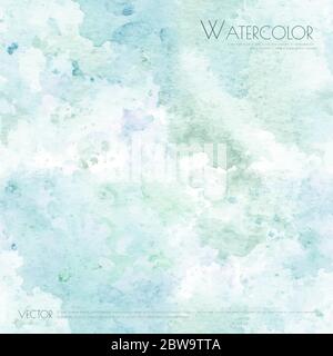 Blue and green watercolor hand painted seamless pattern. Abstract background can be used wallpaper decoration element. pattern swatches included in fi Stock Vector