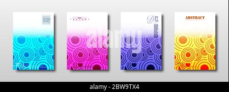 Abstract geometric circle texture with colorful gradient background for minimal cover design. Future template design for web placard poster banner. - Stock Vector