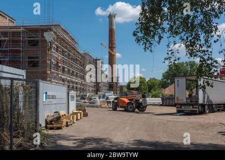 Renovation of an old factory into new modern lofts and apartments, Hattersheim, Hesse, Germany Stock Photo