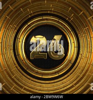 number 26 (number twenty-six) perforated with small holes on the metal ...