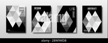 Future template design with monochrome triangle texture collection. Abstract geometric background for minimal cover design for web placard poster bann Stock Vector