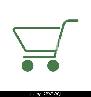 Cart shopping icon, foldable shopping cart. Retail market button, e-commerce online add, store basket and cart to buy, silhouette cart for delivery, v Stock Vector