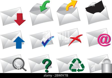 Vector Illustration of a set of mail icons. Stock Vector