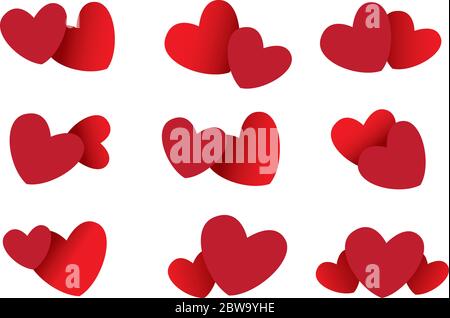 Vector illustration of two hearts in different positions. Stock Vector