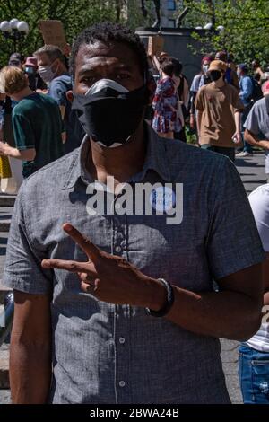 NEW YORK, NY - MAY 30, 2020: New York Public Advocate Jumaane Williams attends the fourth straight day of protests against the death of George Floyd. Stock Photo