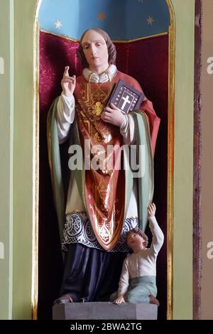 Saint Valentine, statue on the altar of Saint Anthony the Hermit in the parish church of Saint Nicholas in Donja Zelina, Croatia Stock Photo