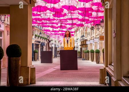 Paris, France - March 17, 2020: View of Paris Royal Village with an 'umbrella sky'. Paris Royal Village passage located near Madeleine Church is very Stock Photo