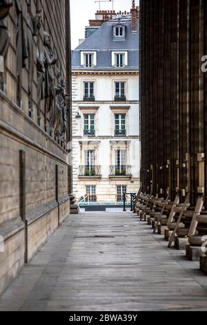 Paris, France - March 17, 2020: The Madeleine Church was designed in its present form as a temple to the glory of Napoleon's army, just north of the P Stock Photo