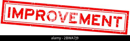 Grunge red improvement word square rubber seal stamp on white background Stock Vector