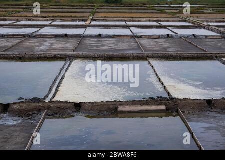 Salt Pans Landscape and Textures in Aveiro, Portugal Stock Photo