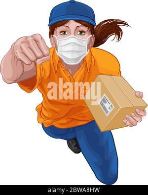 Delivery Courier Superhero Delivering Parcel Box Stock Vector