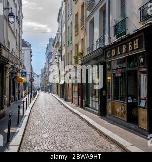 Mouffetard district in Paris during Covid-19 period Stock Photo