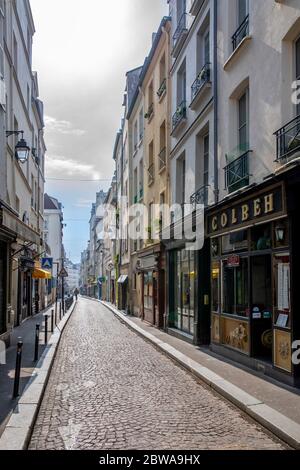 Mouffetard district in Paris during Covid-19 period Stock Photo