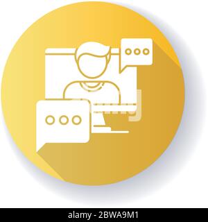 Interview video yellow flat design long shadow glyph icon Stock Vector