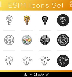 Indian culture icons set Stock Vector