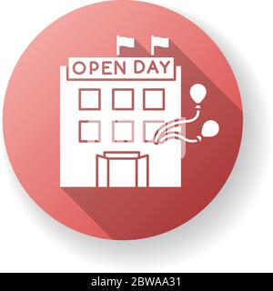 Open house day red flat design long shadow glyph icon Stock Vector