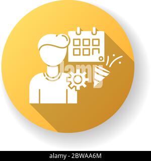 Event manager yellow flat design long shadow glyph icon Stock Vector