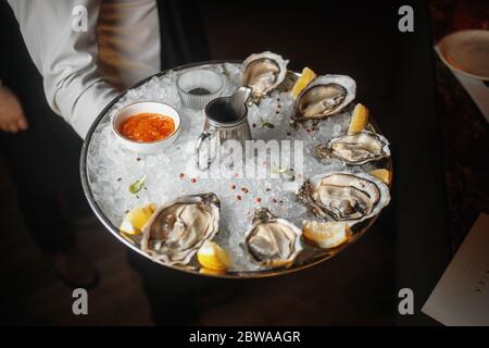 Oysters on a plate Stock Photo