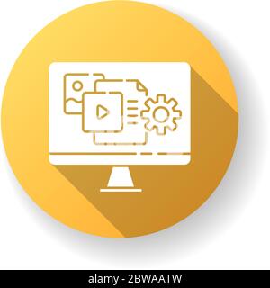 Content manager yellow flat design long shadow glyph icon Stock Vector