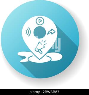 Local mass media blue flat design long shadow glyph icon Stock Vector
