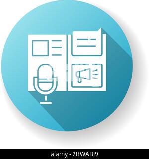 Press release blue flat design long shadow glyph icon Stock Vector
