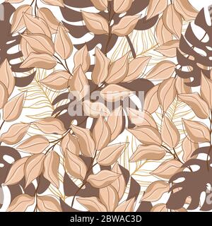 Seamless pattern background with tropical leaves. T Stock Vector