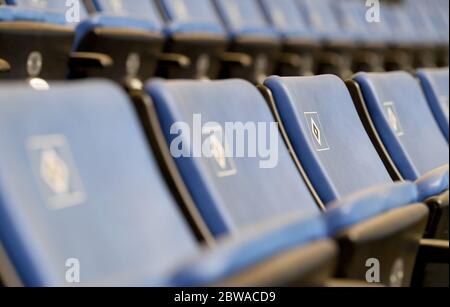 Karlsruhe, Germany. 31st May, 2020. Football 2nd Bundesliga, 29th matchday, Hamburger SV - SV Wehen Wiesbaden in the Volksparkstadion. View into the empty rows of seats before the game starts. Credit: Stuart Franklin/Getty Images Europe/Pool/dpa - IMPORTANT NOTE: In accordance with the regulations of the DFL Deutsche Fußball Liga and the DFB Deutscher Fußball-Bund, it is prohibited to exploit or have exploited in the stadium and/or from the game taken photographs in the form of sequence images and/or video-like photo series./dpa/Alamy Live News