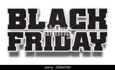 3D black friday text on white background Stock Photo