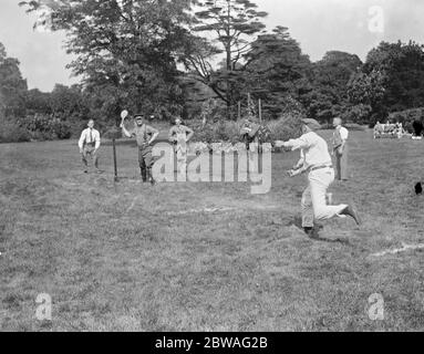 Stoolball at Fulham Palace . Wounded soldiers versus London Clergymen . Stock Photo